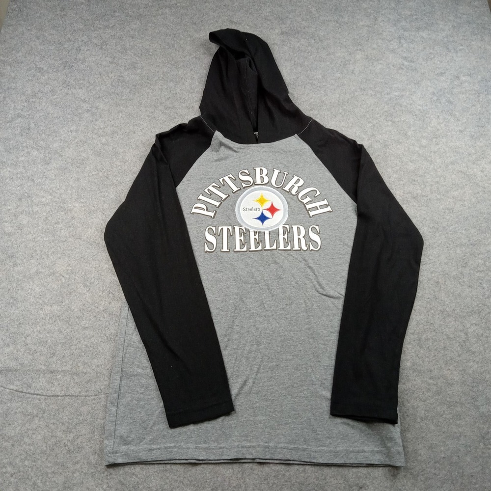 Pittsburgh Steelers Shirt Mens Medium Gray NFL Football Hooded NFL Team Apparel